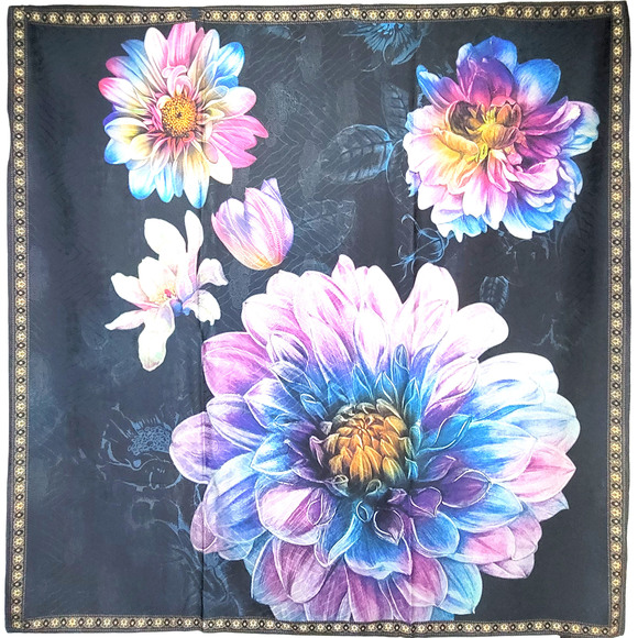 NWT Double Sided Silk Scarf 53x53 Large Square Shawl Wrap XiangYunSha 35081